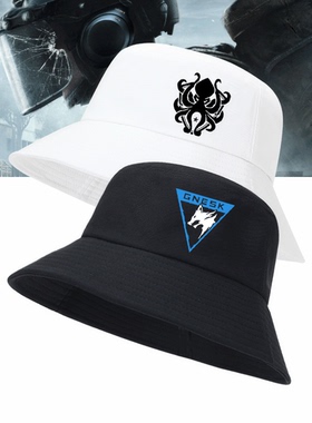 暗区游戏突围周边白狼连队章黑金国际男女盆帽遮阳帽可定制渔夫帽