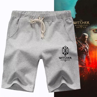 巫师3游戏卡牌昆特牌周边二次元男女定制运动五分裤情侣休闲短裤