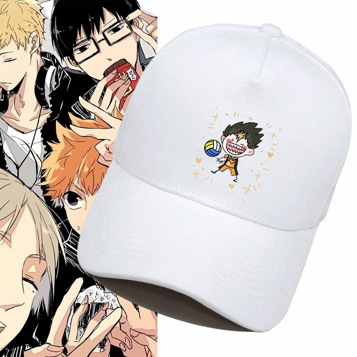 排球少年动漫周边日向西谷夕木兔可爱男女定制鸭舌帽遮阳帽棒球帽