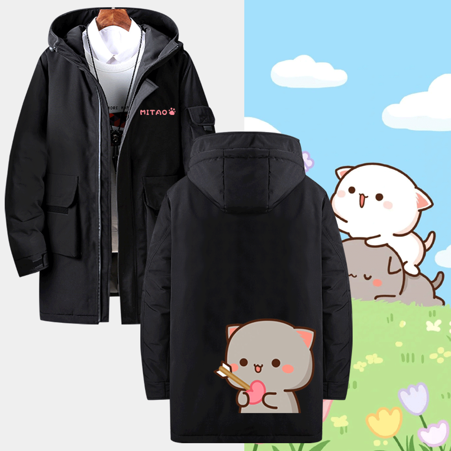 周边春秋男女情侣中长款羽绒服