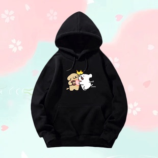 马尔济斯线条小狗周边男女情侣装秋冬百搭衣服连帽衫定制带帽卫衣