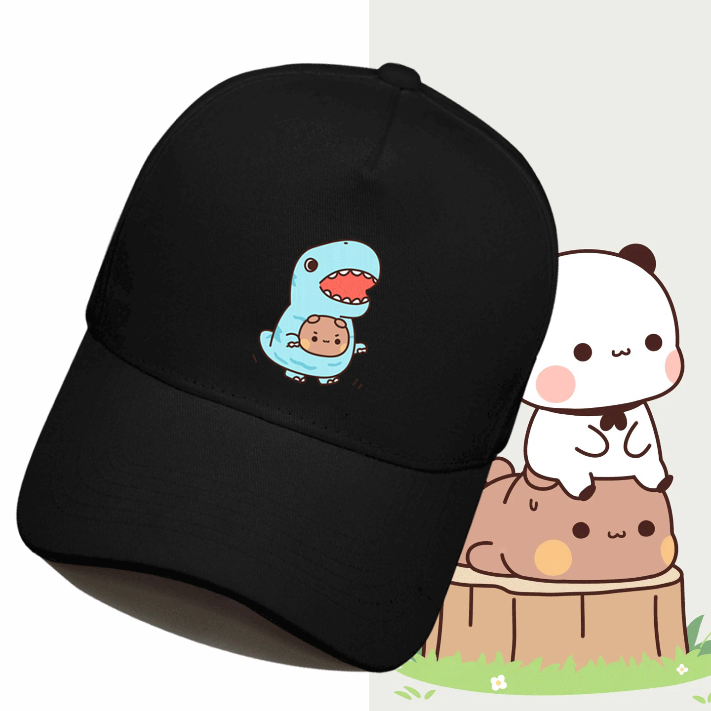 一二和布布动漫周边动物卡通印花男女情侣秋冬可定制鸭舌帽棒球帽