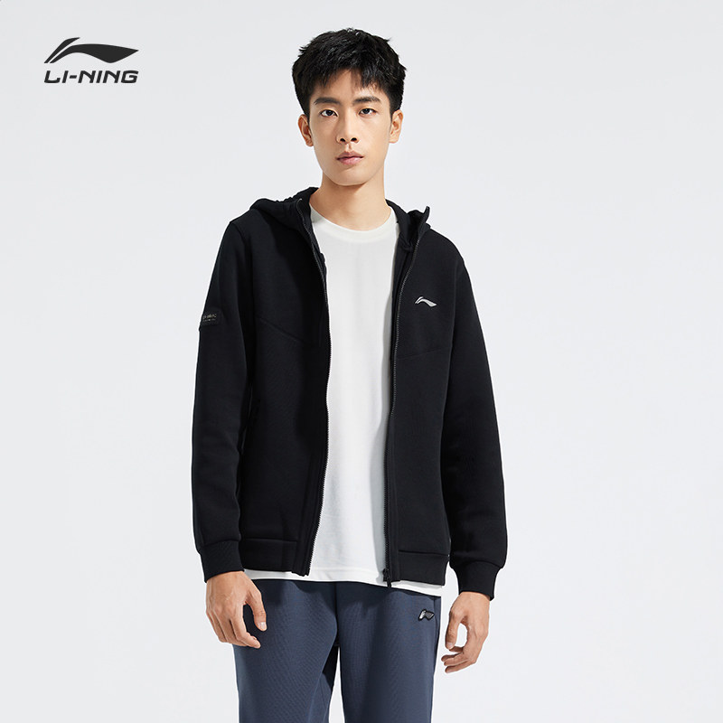 李宁卫衣男2022款秋训练系列棉质开衫外套连帽运动服awdr467