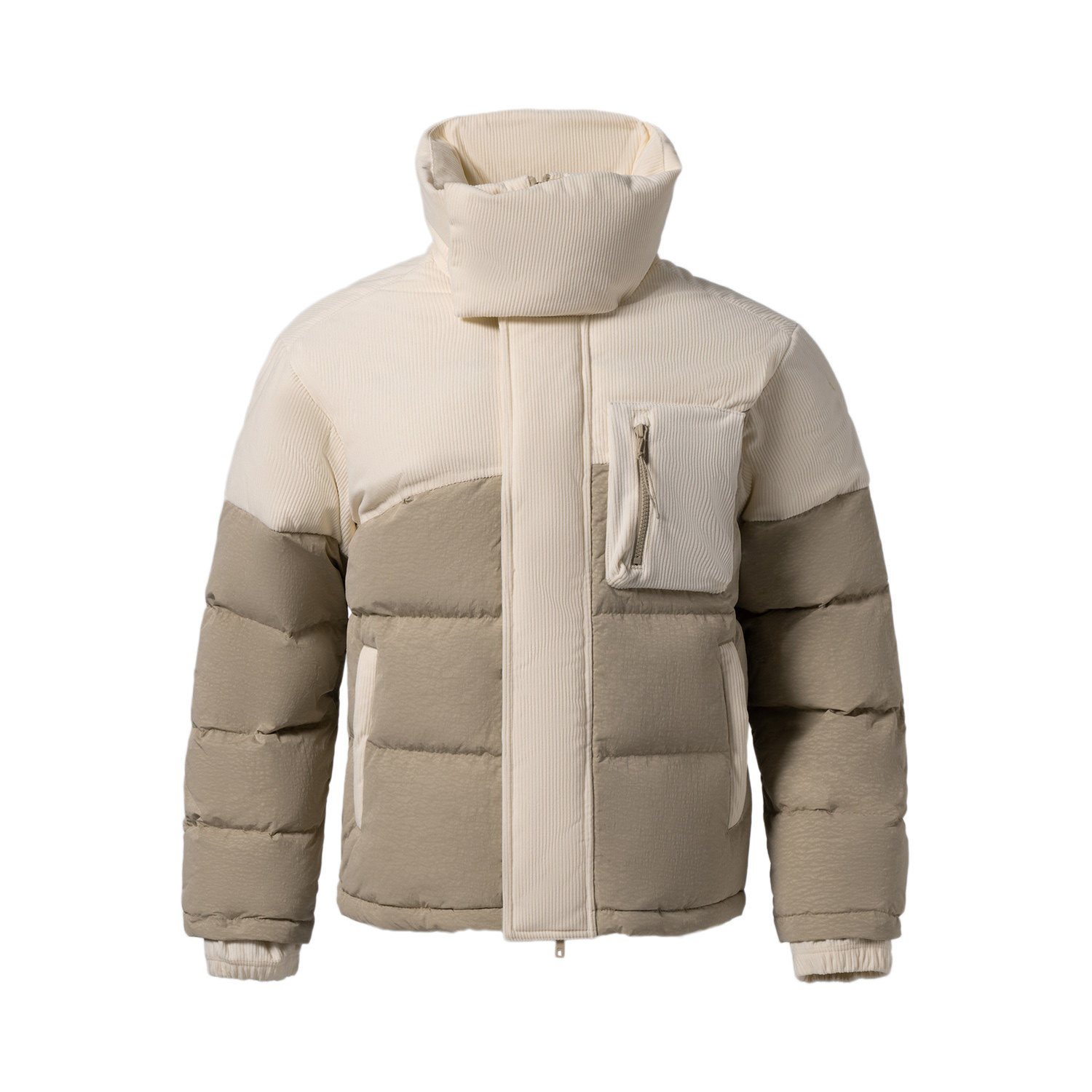 李宁冬季时装周走秀款男鹅绒加厚保暖灯芯绒短款羽绒服aymr223