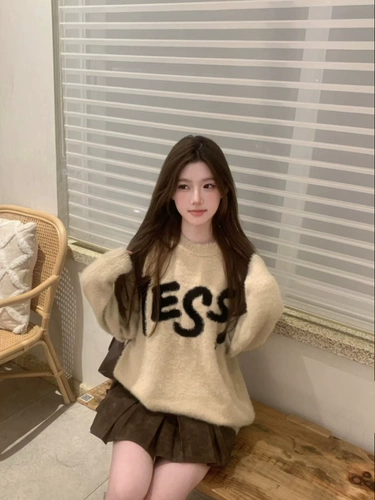 Лонгслив, демисезонный трикотажный свитер, увеличенная толщина, в американском стиле, оверсайз