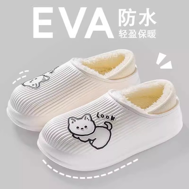 卡通毛绒棉拖鞋女情侣保暖新款