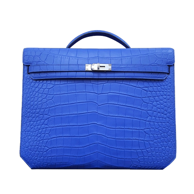 电光蓝雾面哑光鳄鱼皮男士商务手提包文件办公用包抽带高档男包