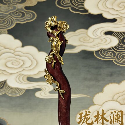 ins新中式发簪文创喜鹊登梅簪子中国风木古风盘发头饰