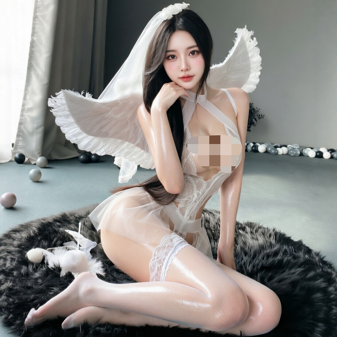保密发货兔女郎纯白诱惑免脱新婚燕尔花嫁新娘婚纱连体衣睡裙qqny