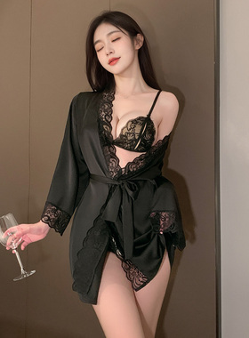 百搭缎面or网纱蕾丝花边睡衣浴袍私房纯欲内衣性感家居服透视睡裙
