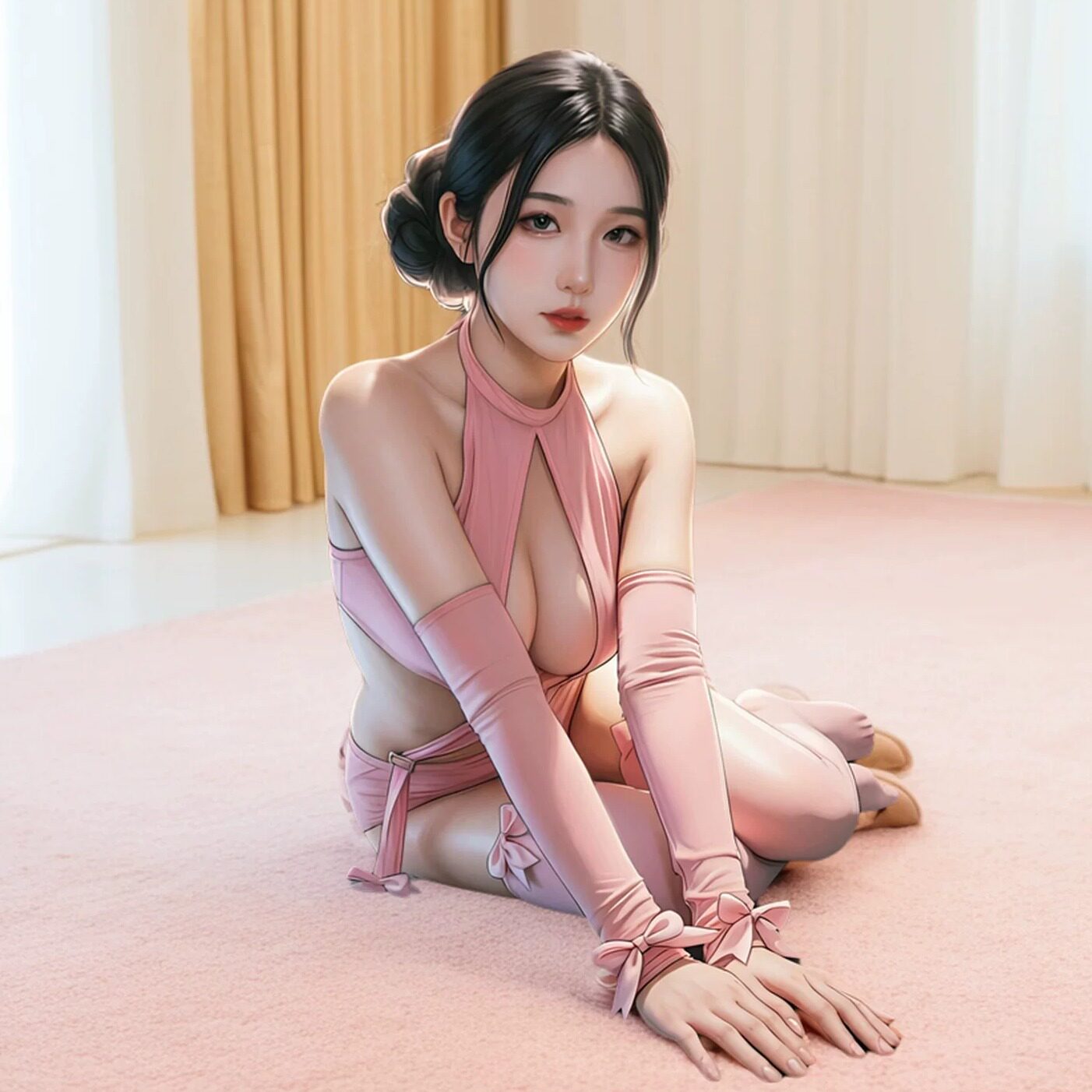 美胸网衣交叉挂脖连衣裙性感镂空超短裙裸肩露背紧身衣约会礼服女