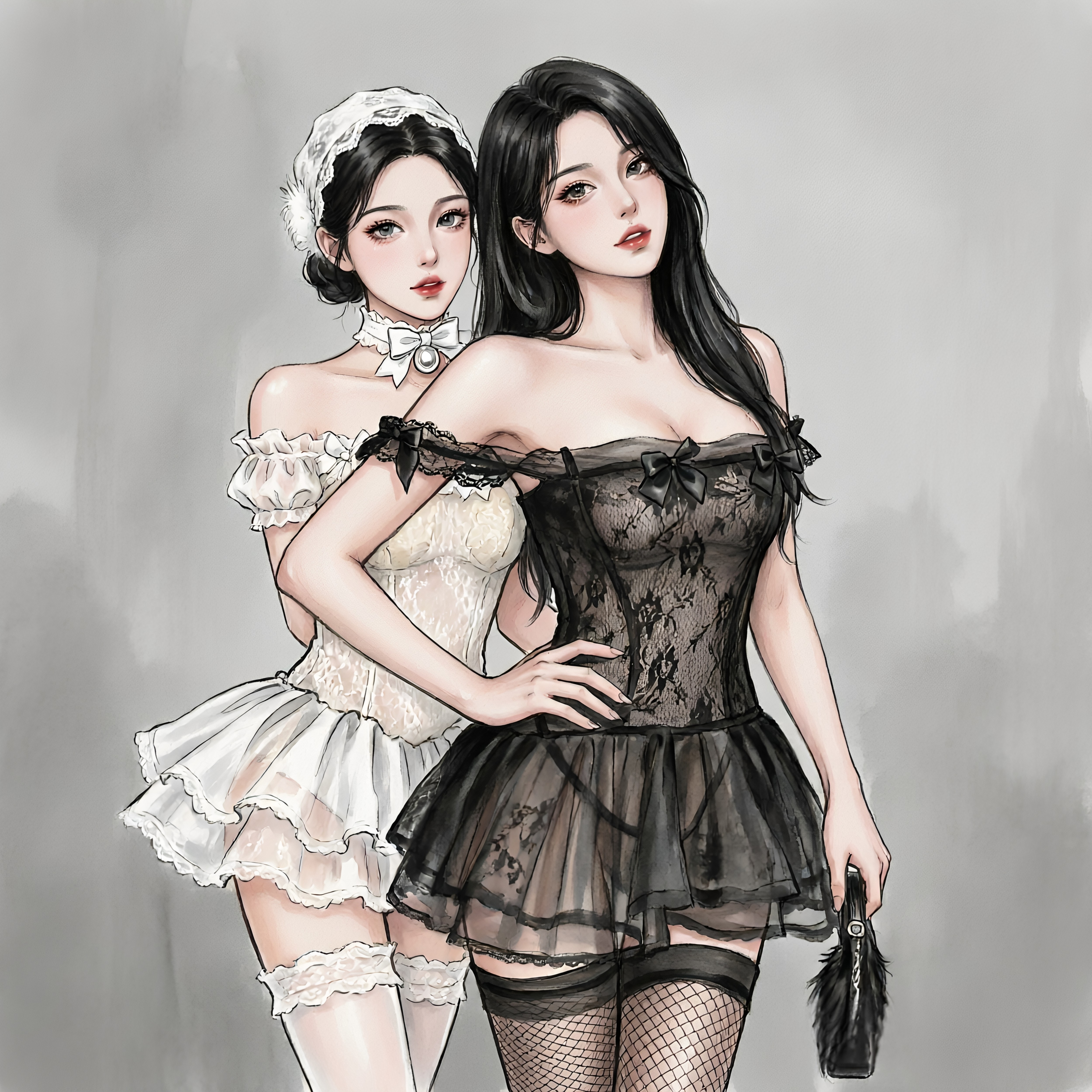 喵仆酱「魔女仙女」性感纯欲睡衣制服衣服网纱蕾丝一字肩薄款睡裙