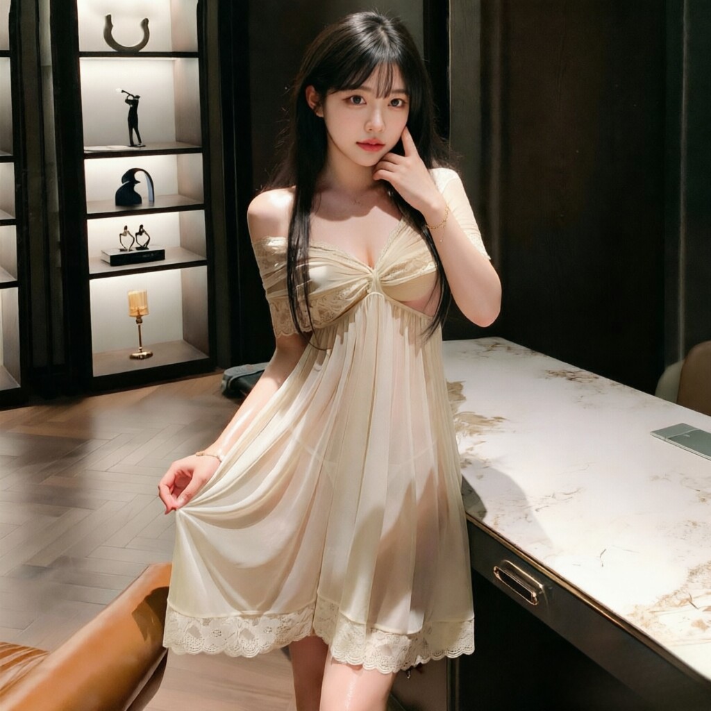 保密发货兔女郎忒柔媚蝴蝶结抹胸两穿性感情调透视淡黄色睡裙qqny