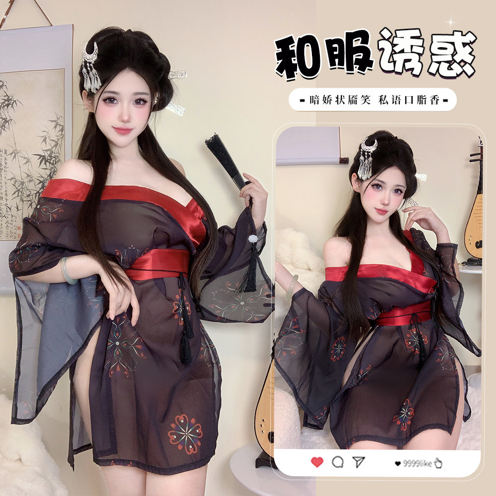 情趣内衣性感和服雪纺印花古风汉