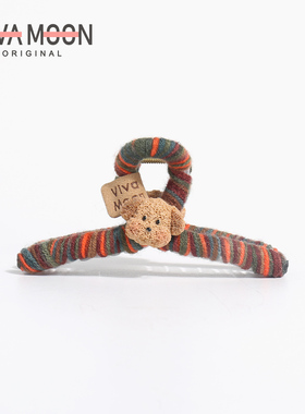 韩系可爱小狗抓夹萌趣简约毛线发夹大号后脑勺盘发鲨鱼夹秋冬发饰