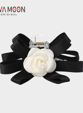 明星同款韩国小香风山茶花优雅后脑勺盘发鲨鱼夹百搭小众气质抓夹