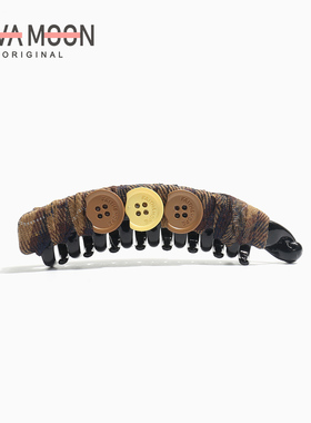 慵懒香蕉夹后脑勺抓夹复古布艺纽扣发抓马尾发夹简约创意头饰发饰