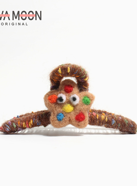 点彩毛线抓夹毛毡饼干发抓原创设计后脑勺鲨鱼夹发量多夹子女头饰