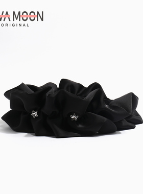 复古缎面褶皱发箍黑色高颅顶水钻高级感时尚头箍气质头饰百搭发饰