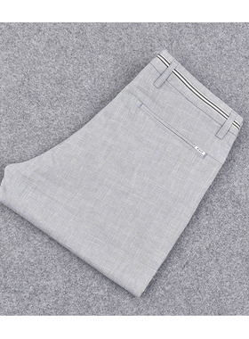 爆款潮男九分裤中青年格子休闲9分裤夏季棉麻免烫中腰修身马裤