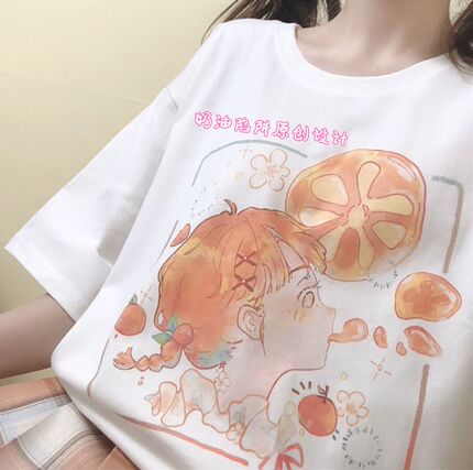2026新款原创甜橙日系可爱软妹元气少女JK学生纯棉短袖T恤上衣春