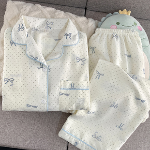 甜美卡通云朵棉睡衣女春秋季长袖长裤学生少女感可外穿家居服套装
