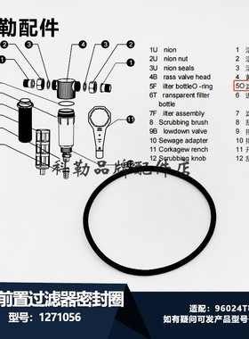 1271056密封圈科勒中央净水器前置过滤器密封圈配件适配96024T等