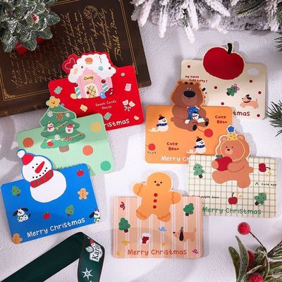 可折叠卡通圣诞节贺卡幼稚园卡头花店送礼卡片烘焙可爱祝福留言