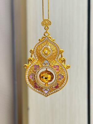 黄金葫芦吊坠足金999镶嵌福禄人生四美送女友礼物2026爆款