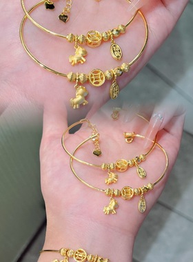 足金999马上有钱编织麻花手链水贝黄金女版时尚送女友2025新款