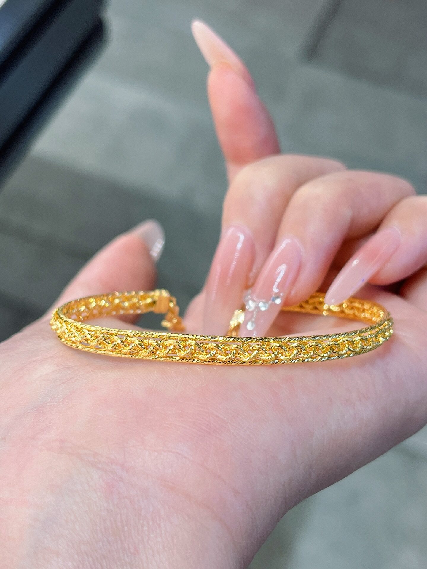 足金优质几何形999麻花编织手链5D水贝黄金送女朋友礼物2026新款