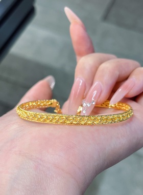 足金优质几何形999麻花编织手链5D水贝黄金送女朋友礼物2026新款