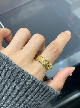 足金999菱格戒指5D工艺水贝黄金送礼物送朋友2026新款