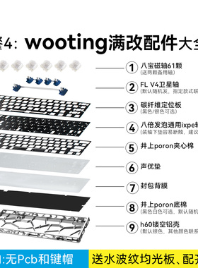 wooting60 he+满改配件大全套｜磁轴+镂空壳+碳纤维定位板+声音包