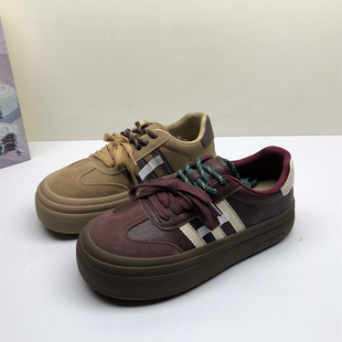 舒适板鞋 专柜撤柜真皮女鞋 厚底增高德训鞋 2025秋冬季 圆头 街拍潮款