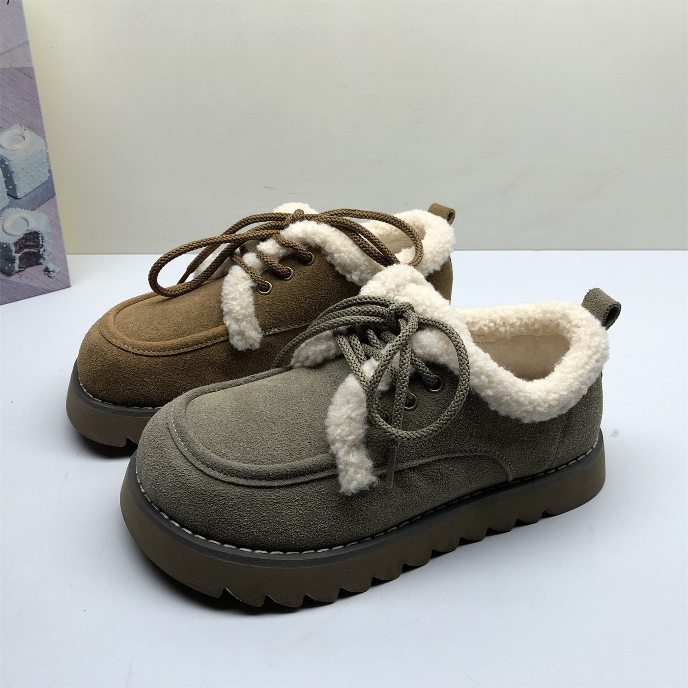 商场撤柜真皮女鞋2025秋冬休闲加棉乐福鞋保暖舒适毛毛真皮皮鞋