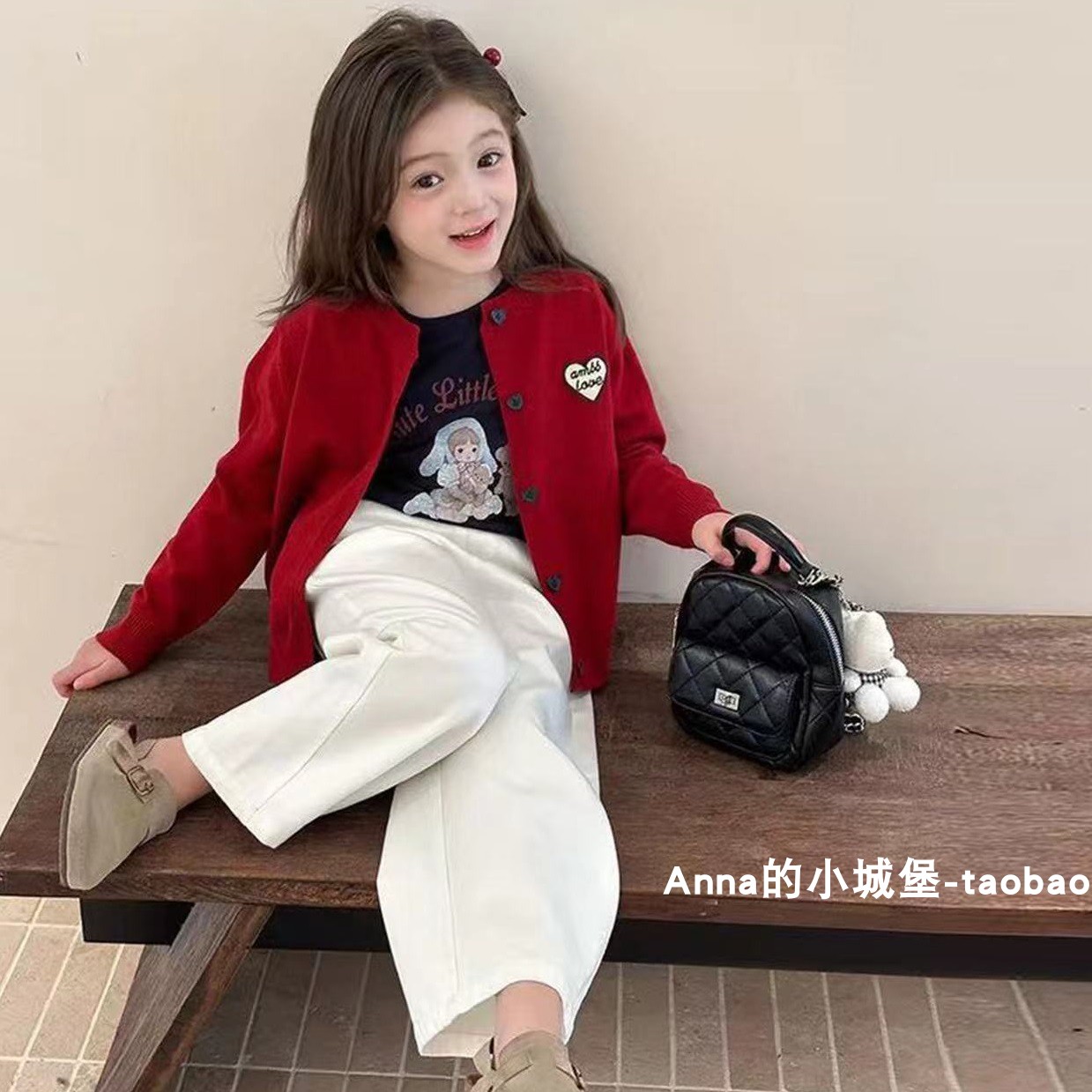 女童韩版百搭爱心字母针织开衫