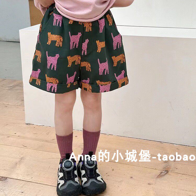 夏装女童斜纹爱心棉布短裤韩版潮范休闲宽松热裤女宝纯棉裤子洋气