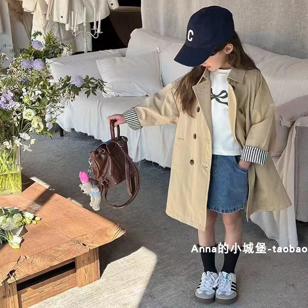 女童休闲风中长款风衣2025秋款儿童洋气英伦风外套韩版宝宝大衣潮,童装/婴儿装/亲子装,风衣,淘宝优惠券,粉丝福利购,淘宝优惠卷