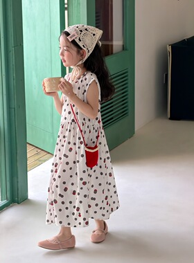 2026夏季新款麻料无袖波点背心娃娃裙休闲百搭款