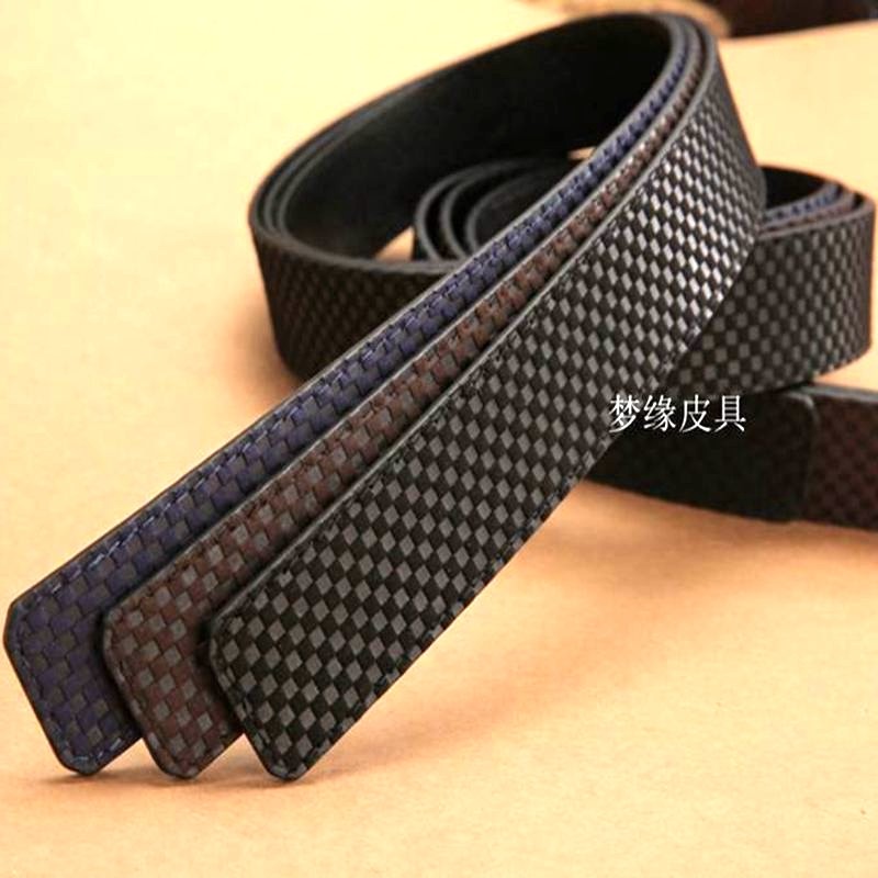 男士无头板扣头层牛皮打孔皮带条