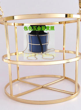 笼子包五金配件椭圆形金色皮具