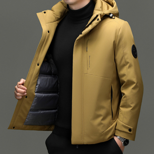 哥宾尼2025新款冬季男可拆卸连帽加厚羽绒服时尚休闲中年保暖外套