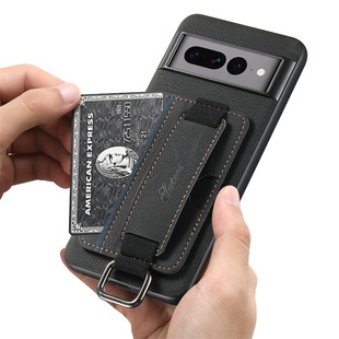 适用谷歌Pixel 9Pro新款手机壳Pixel 8/7/6 pro手腕带防摔支架Pixel 8A/7A/6A皮质高档保护壳小众创意后盖