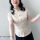 旗袍上衣修身 对襟短袖 显瘦国风妈妈上衣很美 国潮经典 萱卉原创中式
