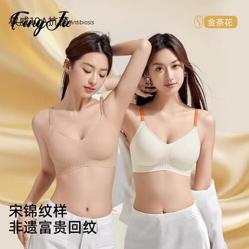 2026桑蚕丝抗菌透气内衣女薄款固定杯聚拢大胸显小果冻软支撑文胸
