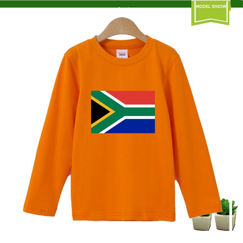 南非国旗长袖t恤男女儿童班服小学生运动会文化衫上衣服装纯棉8岁