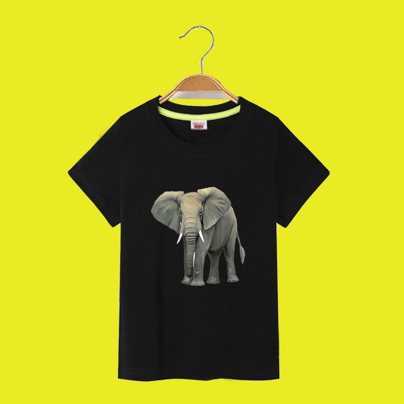 纯棉短袖T恤夏天童装宝宝动物大象休闲百搭儿童上衣女童学生班服