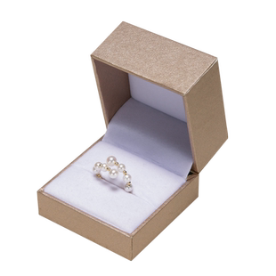 欧诗漫珠宝有核淡水珍珠戒指18k金指环小米珠通勤手饰小金珠 四喜