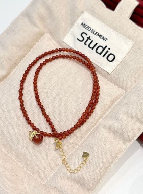 好柿将近~ 天然红玛瑙红柿项链女精致中国风百搭新年礼物本命年